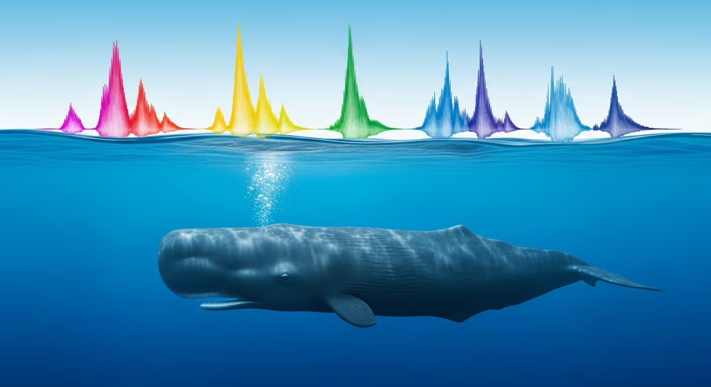 La investigación plantea que los slow clicks de los cachalotes funcionan como comunicación de largo alcance y no como una herramienta de ecolocalización (Imagen Ilustrativa Infobae)