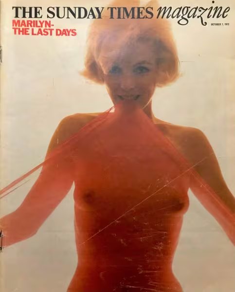 La tapa de la edición de octubre de 1973 de The Sunday Times Magazine. Una edición sobre los últimos días de la vida de Marilyn Monroe