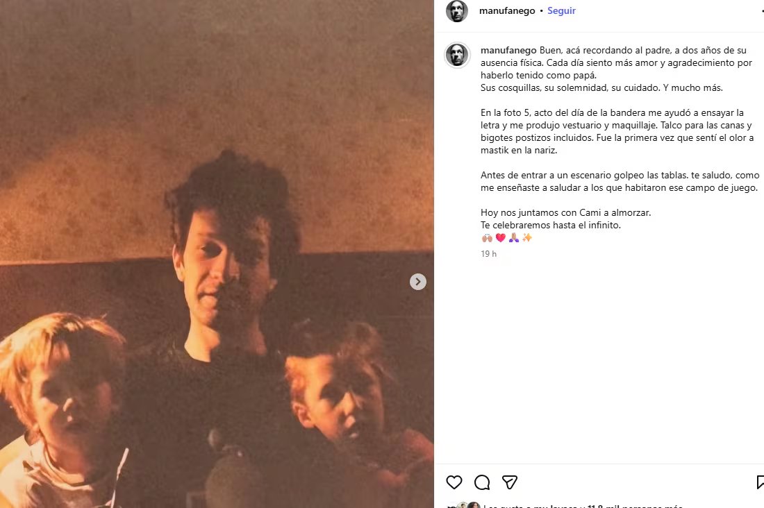 Con un posteo con fotos inéditas de su infancia y de su vida juntos, el actor homenajeó a su papá en esta fecha especial (Instagram)