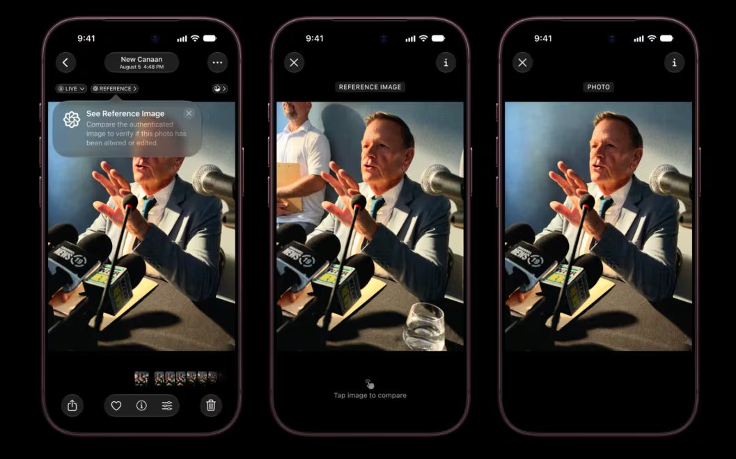 La función Imagen de Referencia de Apple ofrece una foto sin modificaciones que permite comprobar visualmente lo que registró el sensor al tomarla. (Captura Apple)
