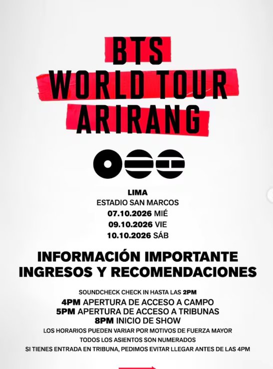 Apertura de acceso para las zonas del concierto de BTS en San Marcos