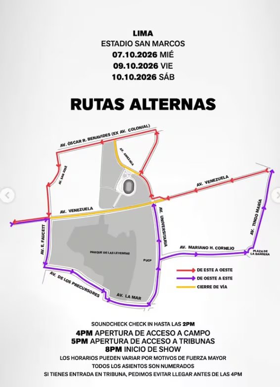 Rutas alternas para el concierto de BTS en San Marcos