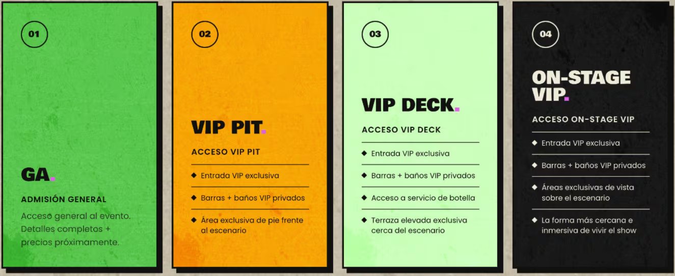 Precios de los paquetes y que incluyen (Sitio oficial del evento)