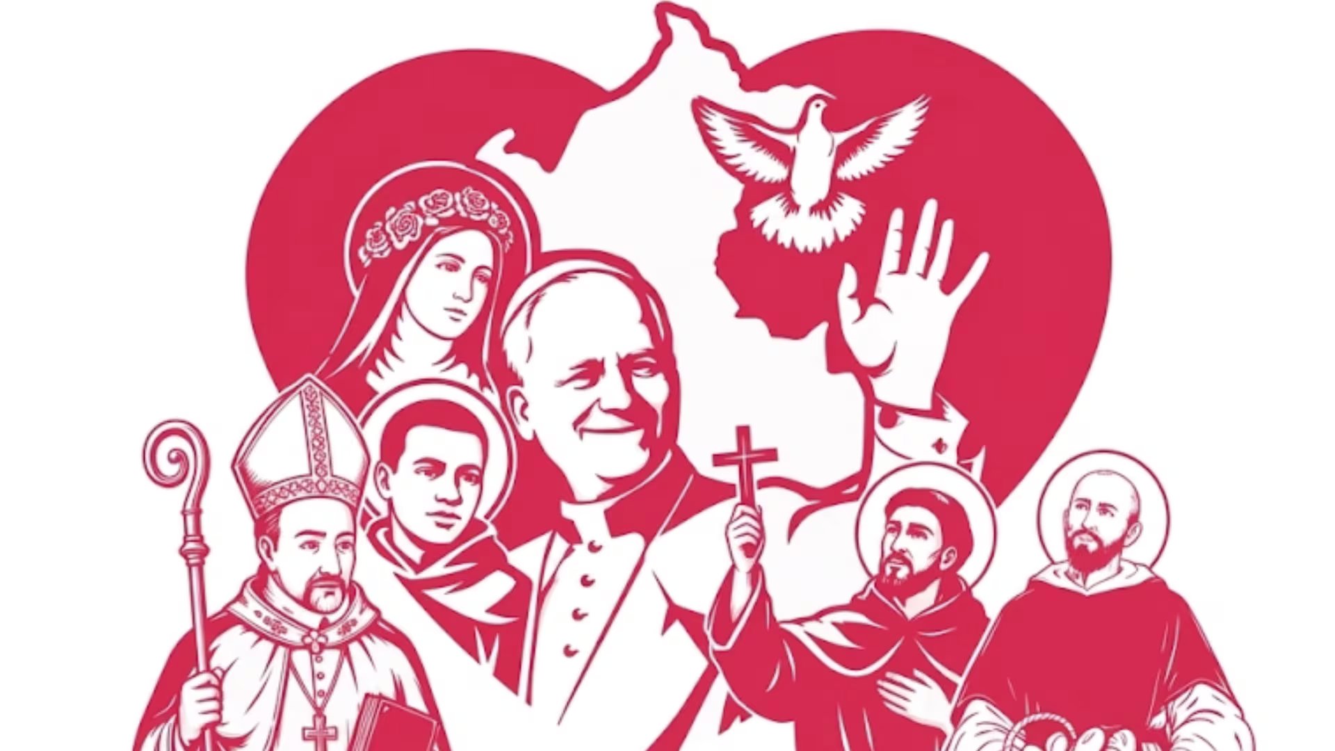 Santa Rosa de Lima, Toribio de Mogrovejo, Martín de Porres, Francisco Solano y Juan Macías forman parte de la identidad visual presentada para el viaje apostólico de noviembre| Foto: El Vaticano