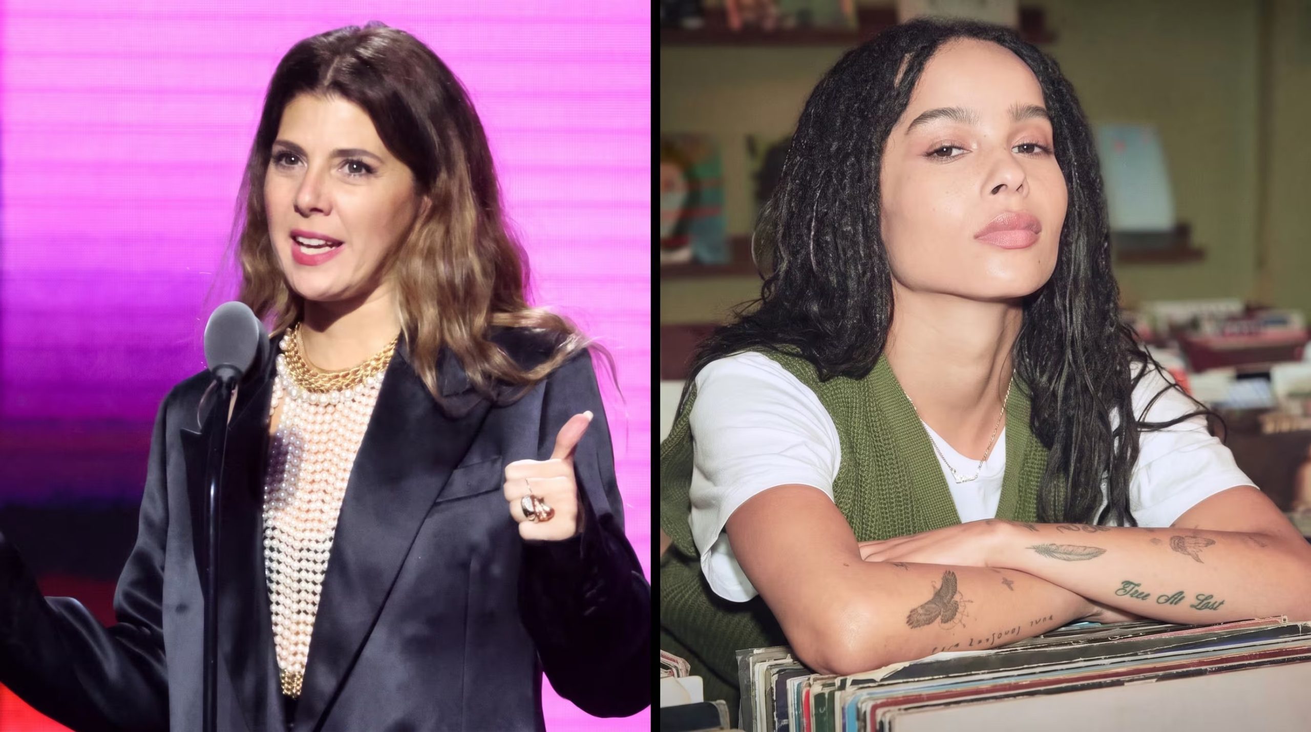 Zoë Kravitz tiene como madrina a Marisa Tomei, cuya relación con la familia surgió cuando trabajó con Lisa Bonet en 