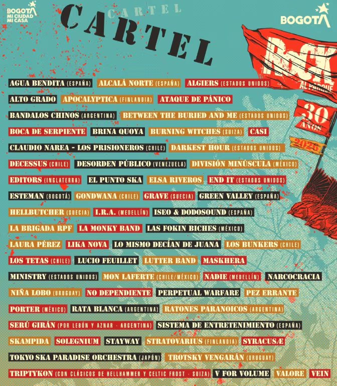 Rock al Parque celebrará 30 años con más de 60 bandas nacionales e internacionales en cuatro escenarios - crédito @rockalparqueoficial/ Instagram