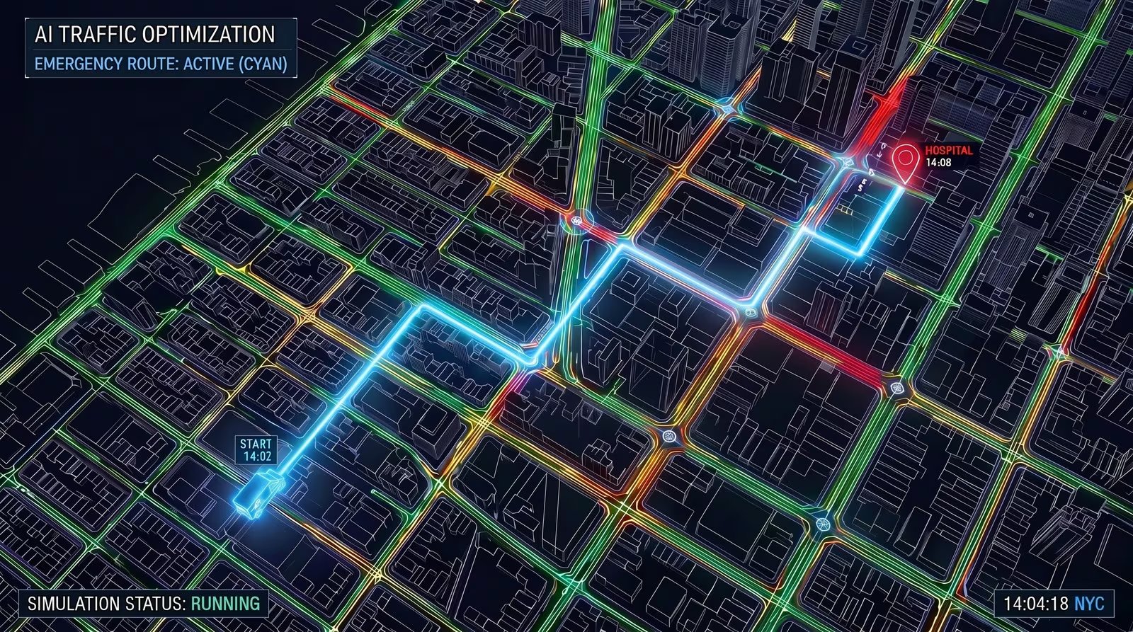 El sistema permite probar estrategias de emergencia en un entorno virtual antes de aplicarlas en la calle y proyectó una reducción del tiempo de viaje de 14,5% en el área analizada (Imagen Ilustrativa Infobae)