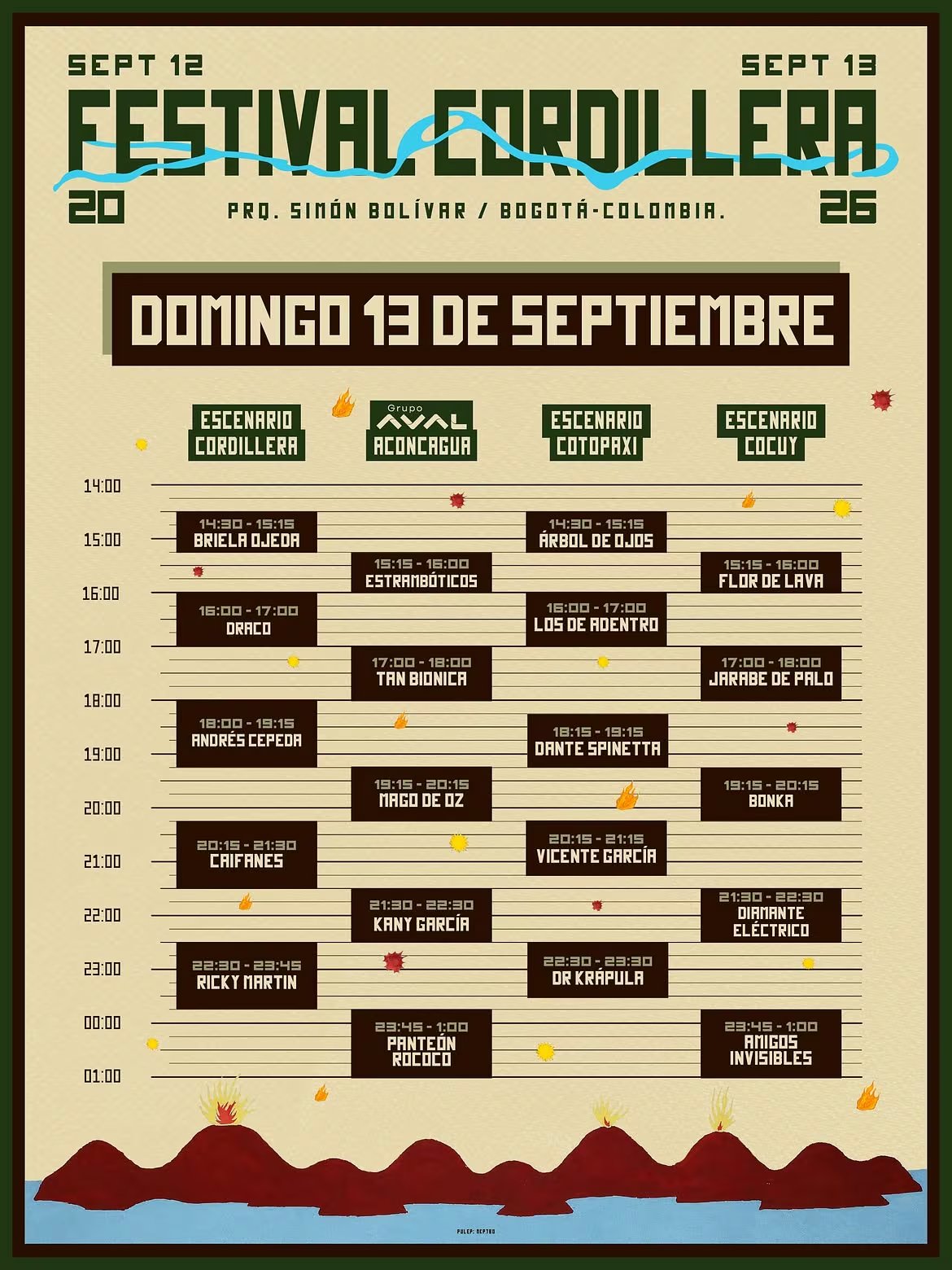 Caifanes, Andrés Cepeda y Ricky Martin son los encargados de cerrar el segundo día de presentaciones en el Festival Cordillera 2026 - crédito Páramo Presenta