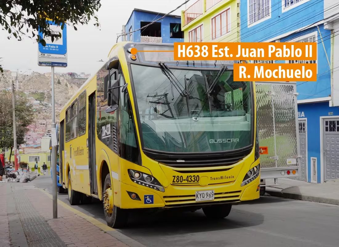 Transmilenio inició un plan piloto para la ruta TransMiZonal H638 entre la estación Juan Pablo II y el sector R. Mochuelo, en Ciudad Bolívar - crédito Transmilenio
