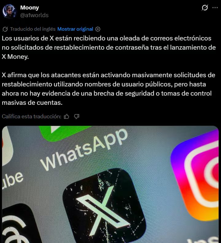 Usuarios de X Money empezaron a recibir correos de recuperación. (X)