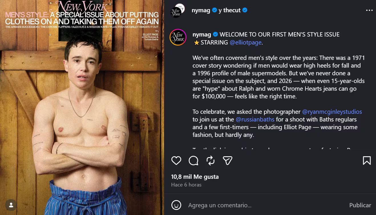 Elliot Page forma parte de una sesión de fotografías LGBTQ en uno de los baños públicos más famosos de Nueva York
(Créditos: nymag, thecut)