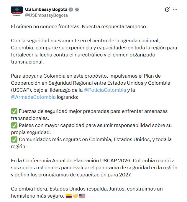 - crédito @USEmbassyBogota/X