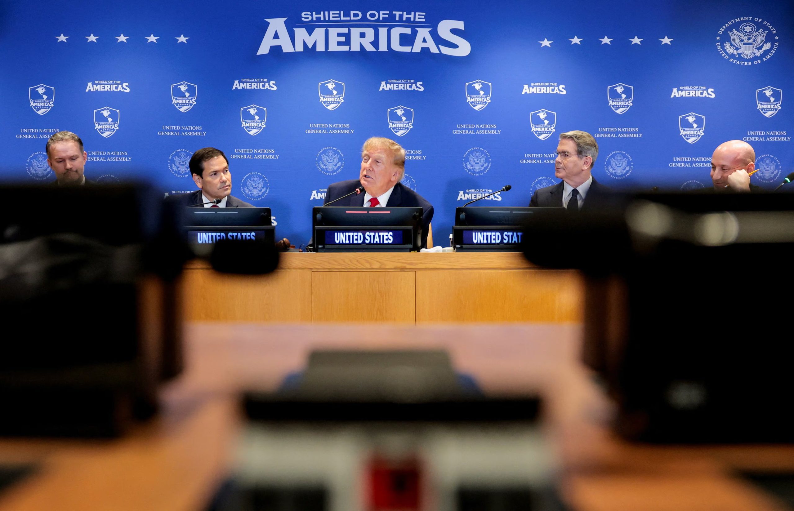 El presidente de EEUU, Donald Trump participa en un evento de