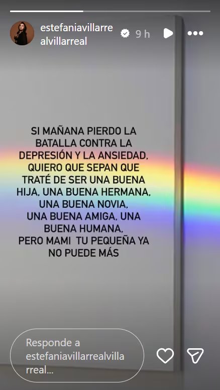 Una publicación de Instagram de la actriz Estefanía Villarreal difunde un mensaje sobre sus problemas de depresión y ansiedad. (Instagram: Estefanía Villarreal)