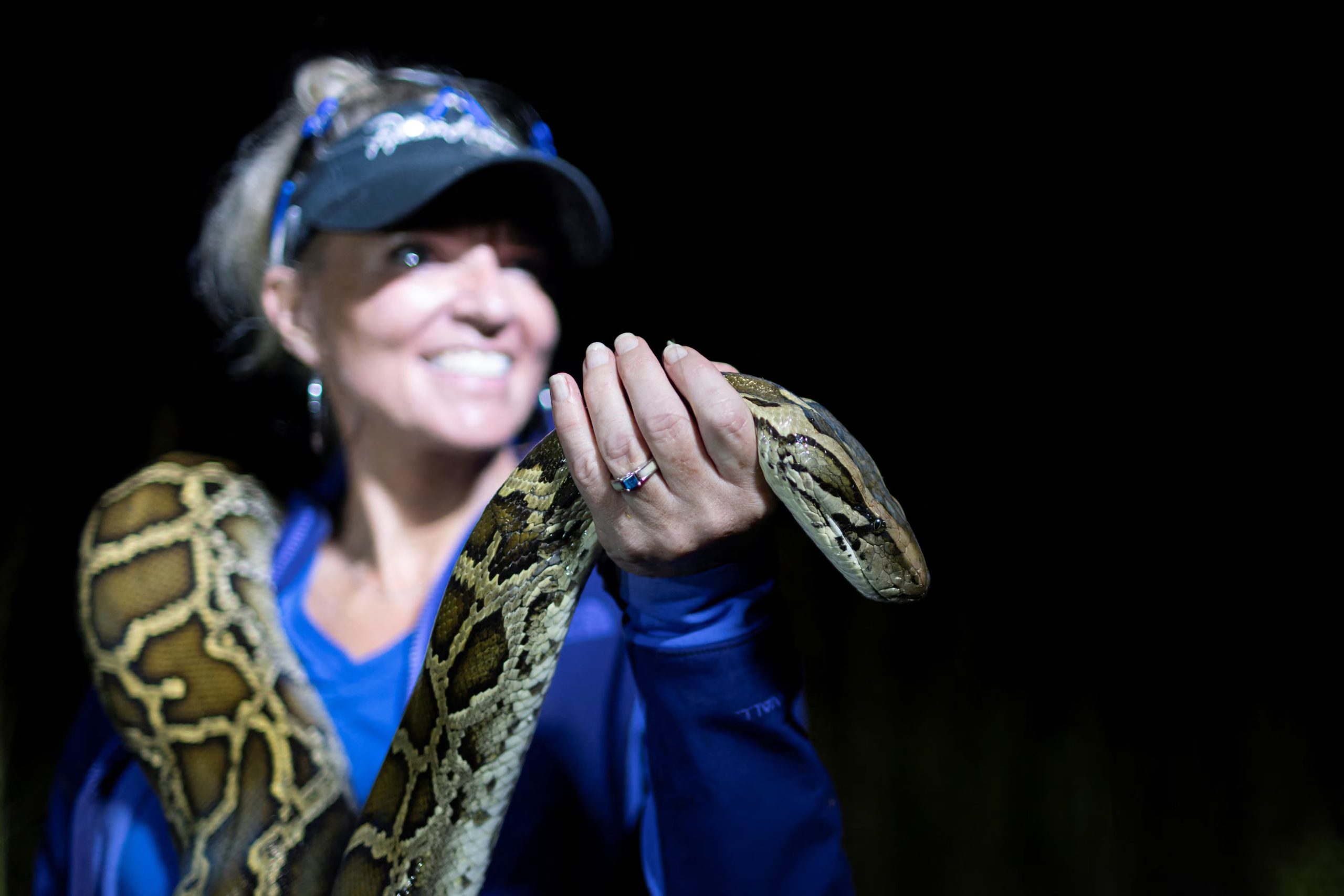 El programa PATRIC contrata desde 2017 a personas certificadas para localizar y retirar pitones en áreas de conservación de Florida (REUTERS/Marco Bello)
