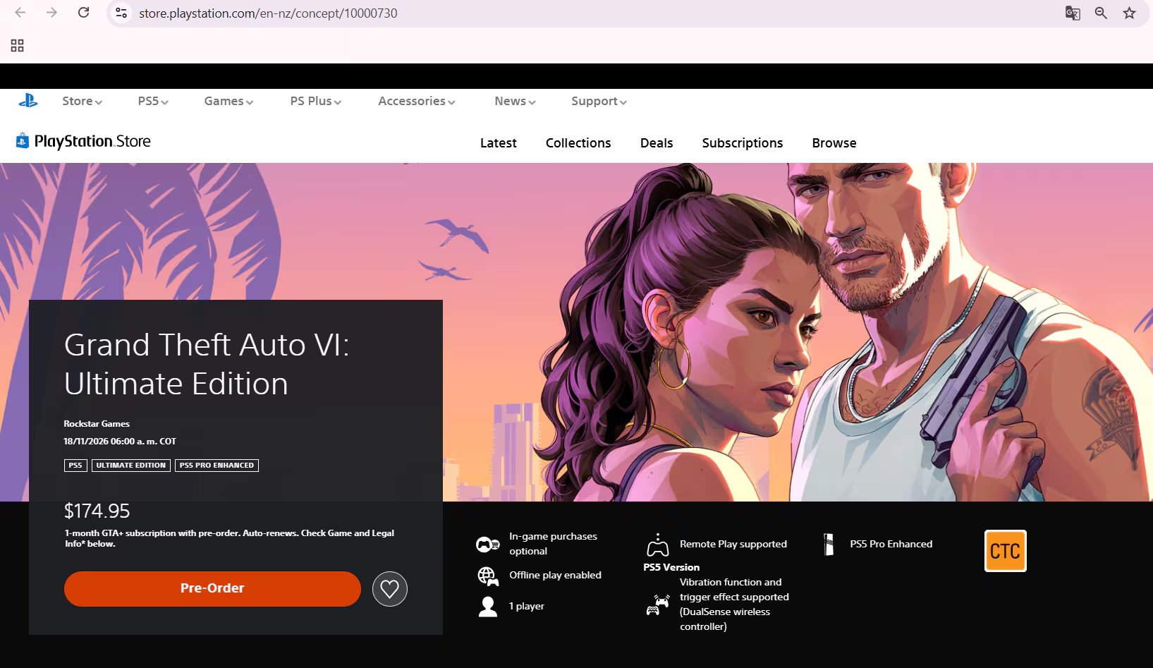 PlayStation Store de Nueva Zelanda ajusta que el horario de lanzamiento en Colombia serpa a las 6:00 a.m. (PlaySt)