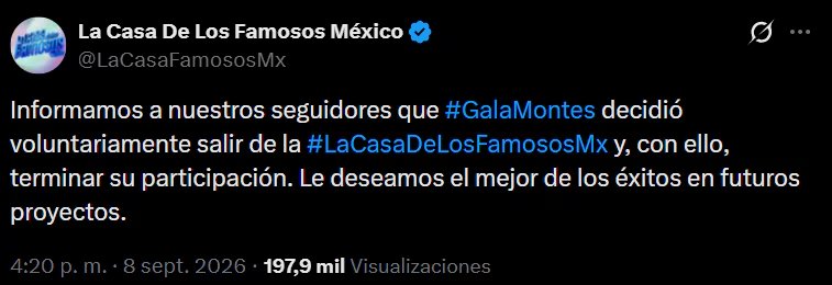 Así lo dio a conocer la producción de La Casa de los Famosos México a través de sus canales oficiales. (Captura de pantalla )
