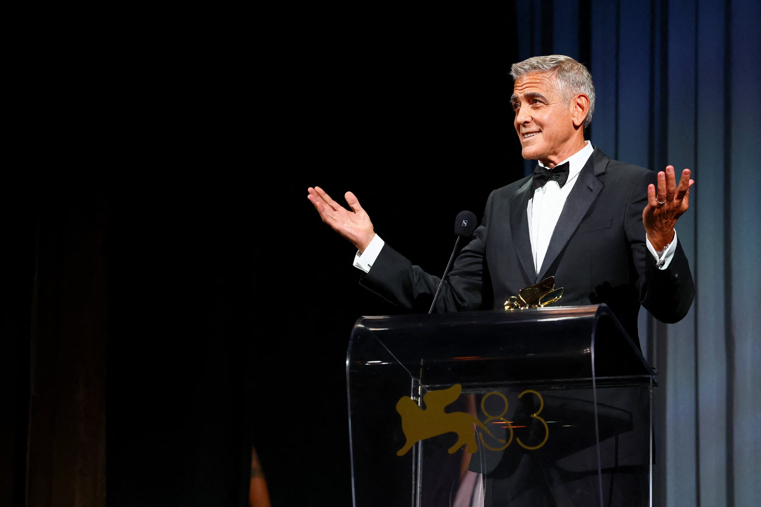 George Clooney durante su discurso al recibir el León de Oro Honorífico del Festival de Venecia 2026 REUTERS/Yves Herman