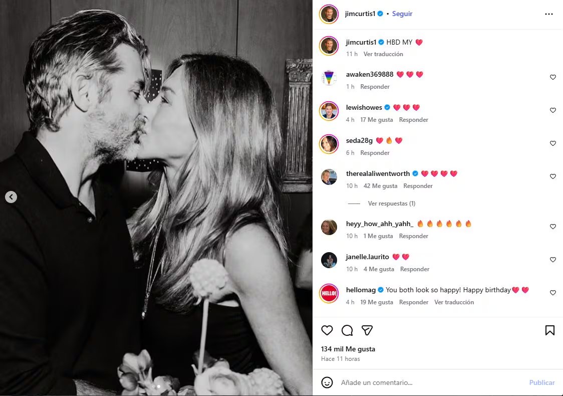 Jennifer Aniston y Jim Curtis no tienen conflictos fuertes en su relación. (Instagram/@jimcurtis1)