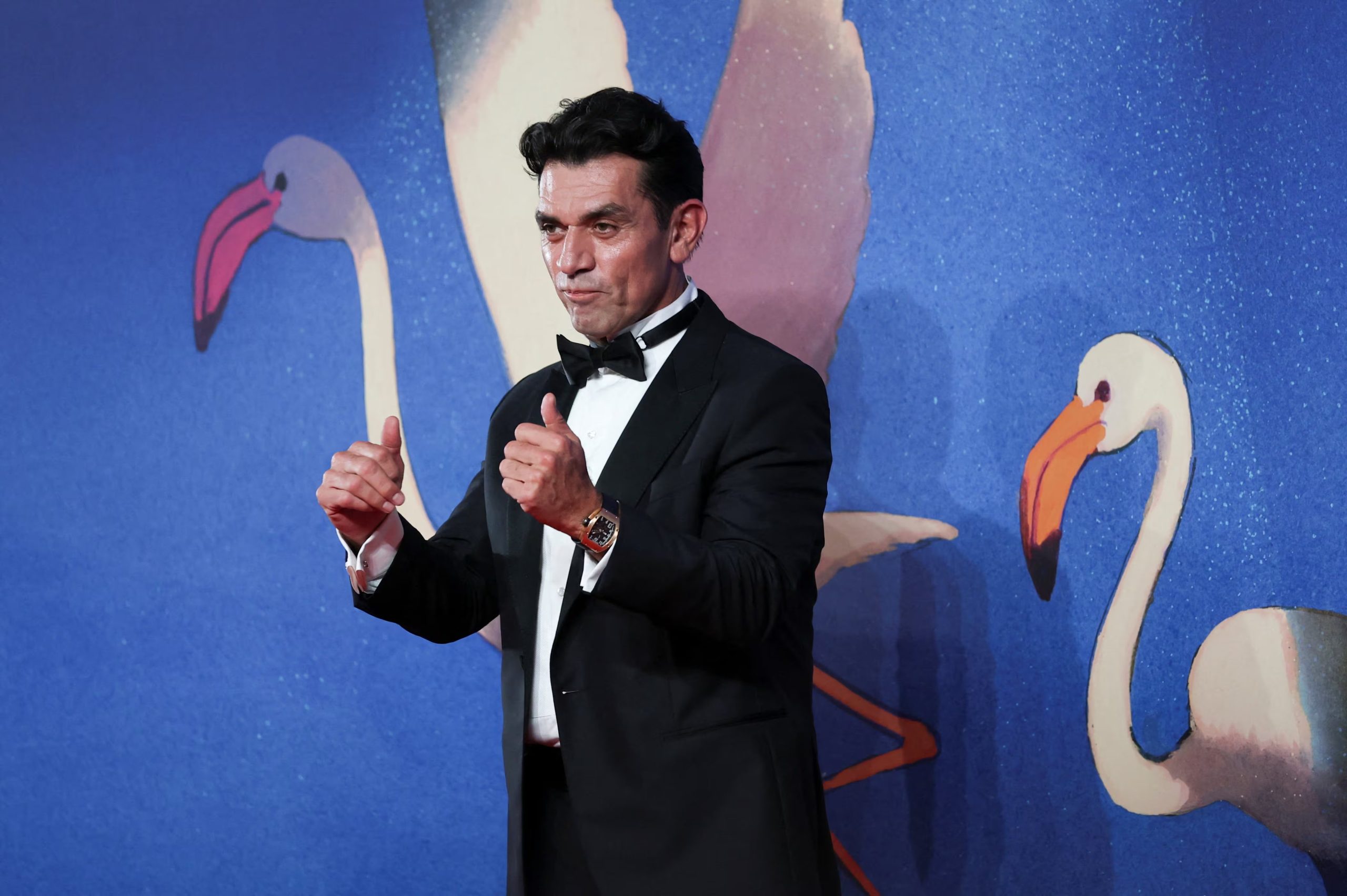 Cast member Jorge Salinas poses on the red carpet for the screening of the movie 