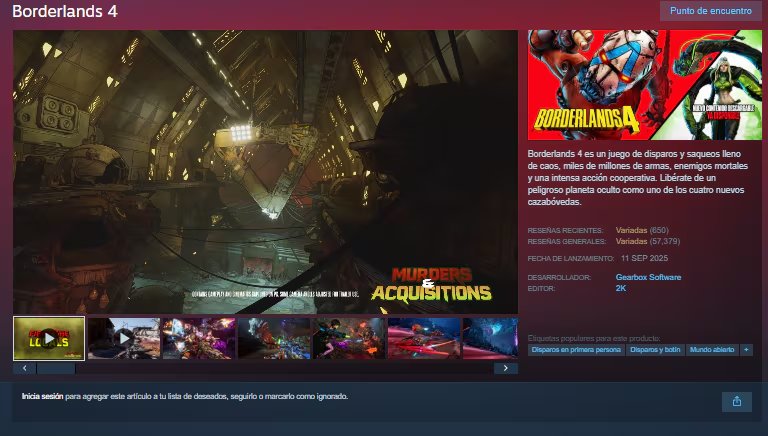 Steam también habilitó pruebas gratuitas hasta el 14 de septiembre para F1 25, Surviving Mars: Relaunched, Crime Boss: Rockay City, MORDHAU y Borderlands 4. (Steam)