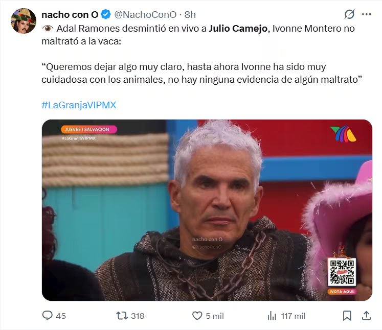 Adal Ramones aclara que Ivonne Montero no maltrató a una vaca tras los señalamientos de Julio Camejo en La Granja VIP. (X)
