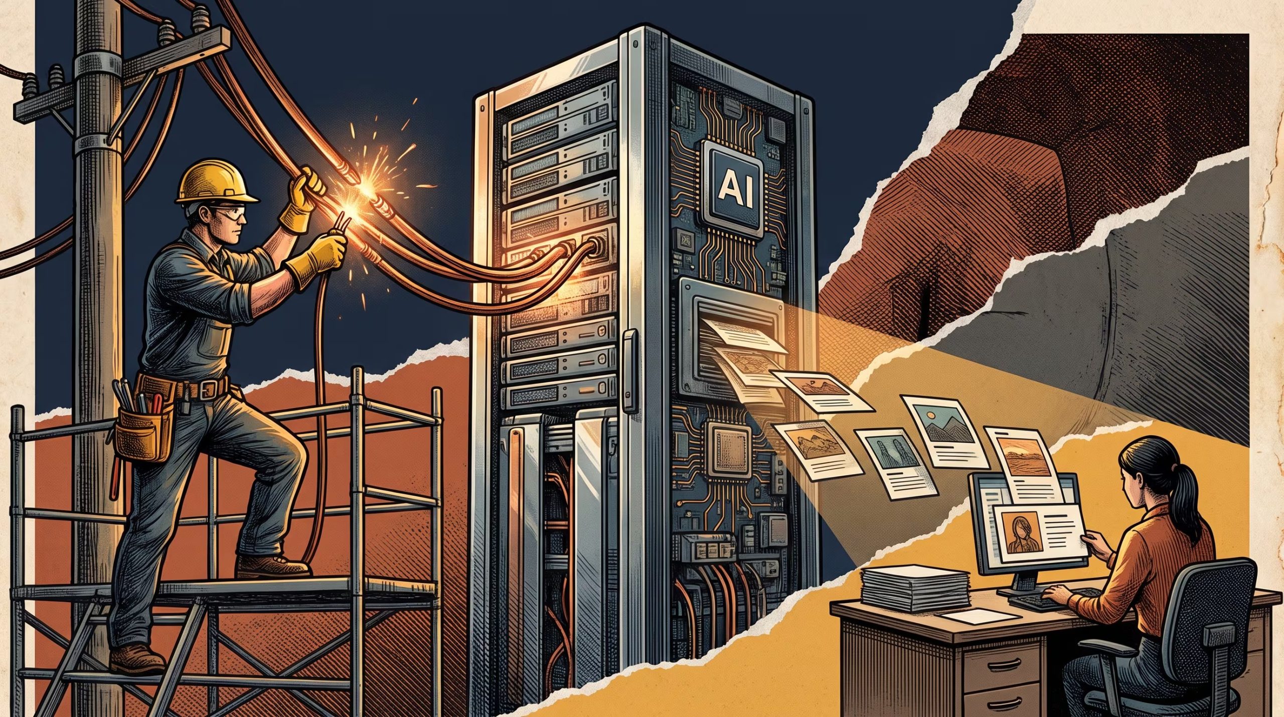 La escasez de electricistas se convirtió en una de las principales barreras para la construcción de centros de datos en Estados Unidos. (Imagen Ilustrativa Infobae)