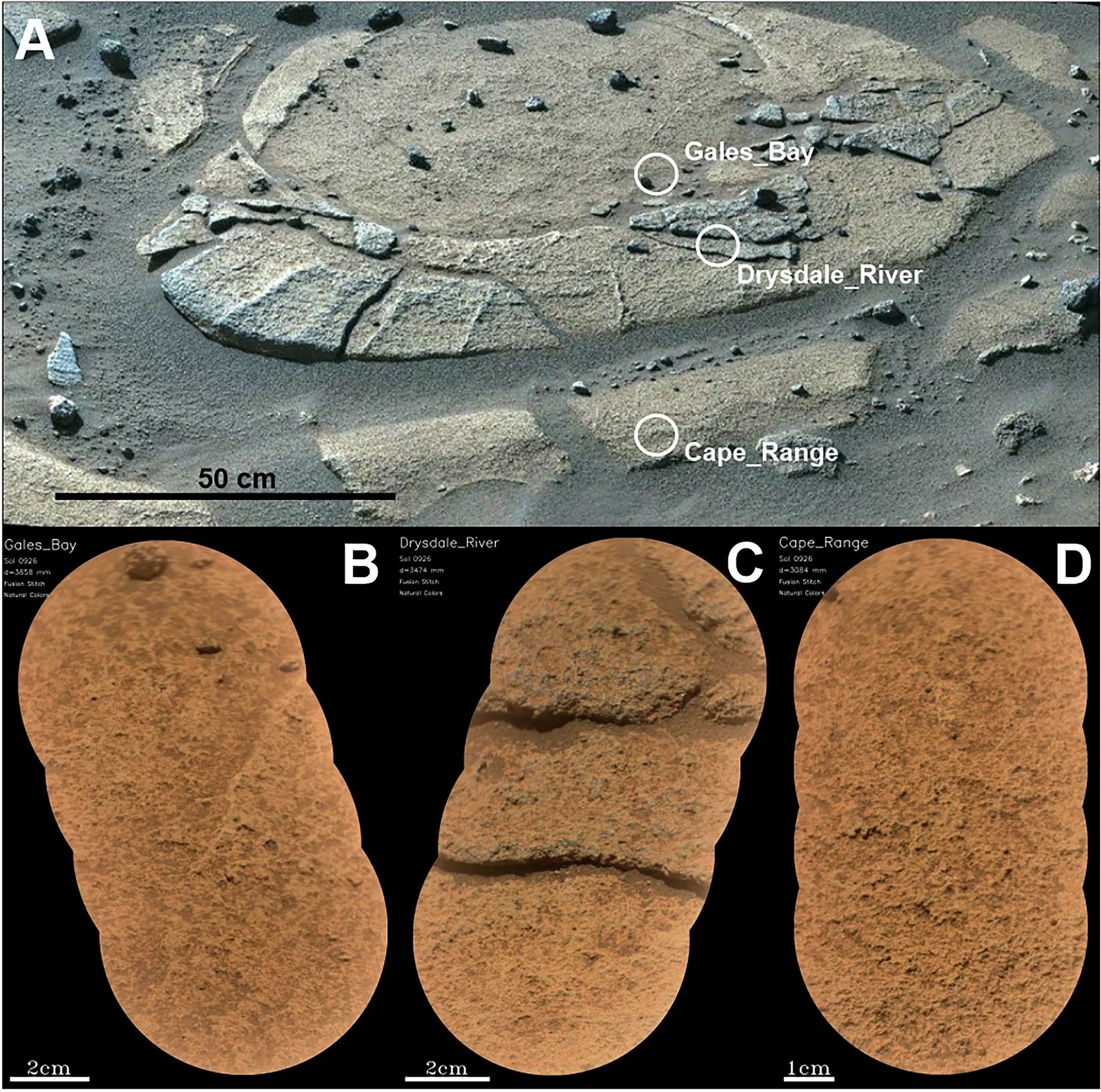 Las rocas elevadas de la Unidad Margen contienen olivino de textura cristalina y muestran escasos indicios de contacto con agua. (Bedford, C.C., Ravanis, E., Wiens, R.C. et al.)