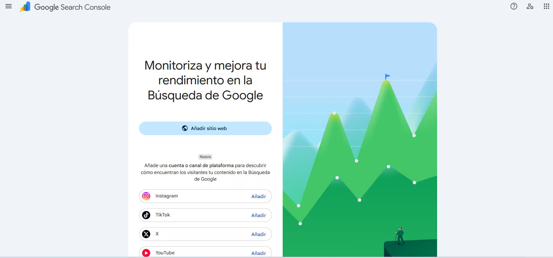 Puedes acceder y registrar tu sitio web en la Google Search Console para supervisar y mejorar su presencia en Google.
(Captura Google)