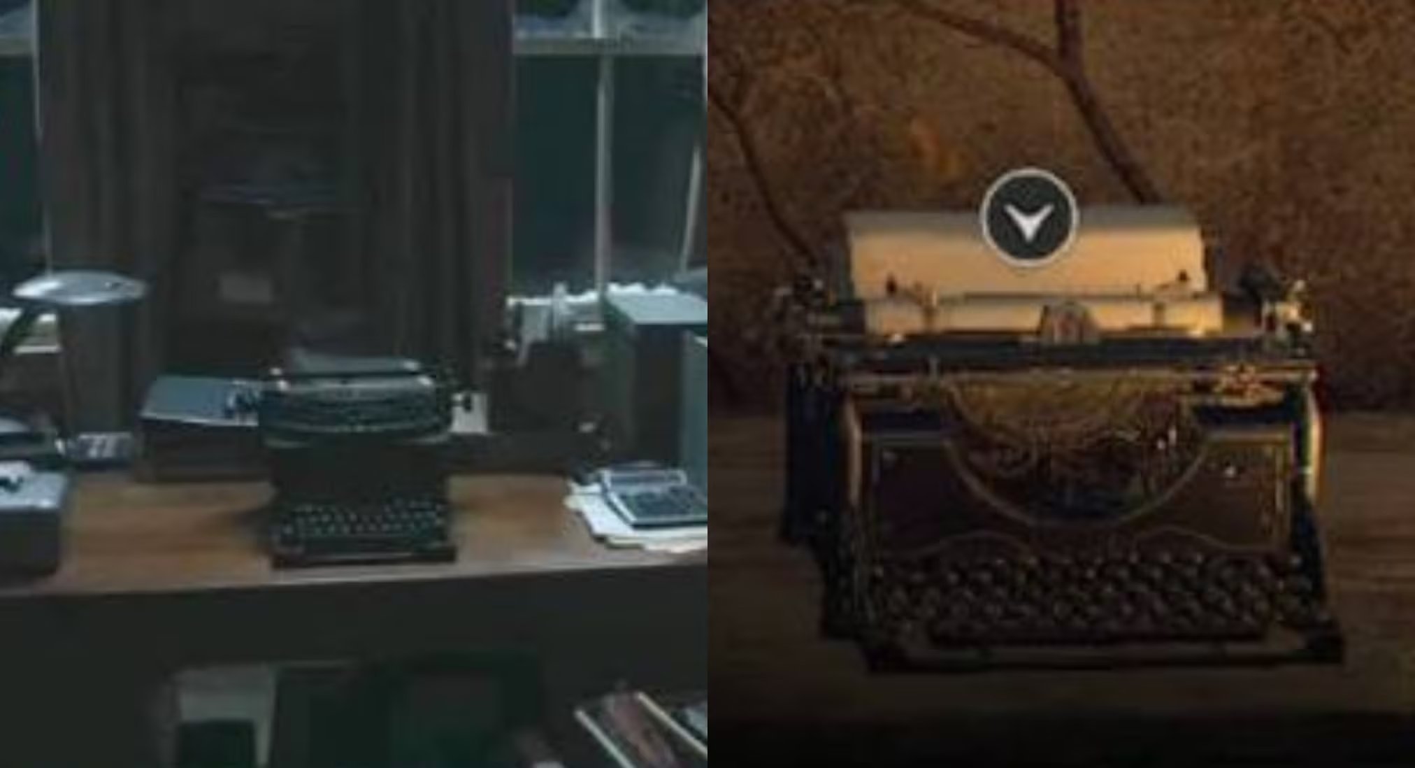 La máquina de escribir pata guardar la partida en 'Resident Evil' aparece en una de las escenas.
