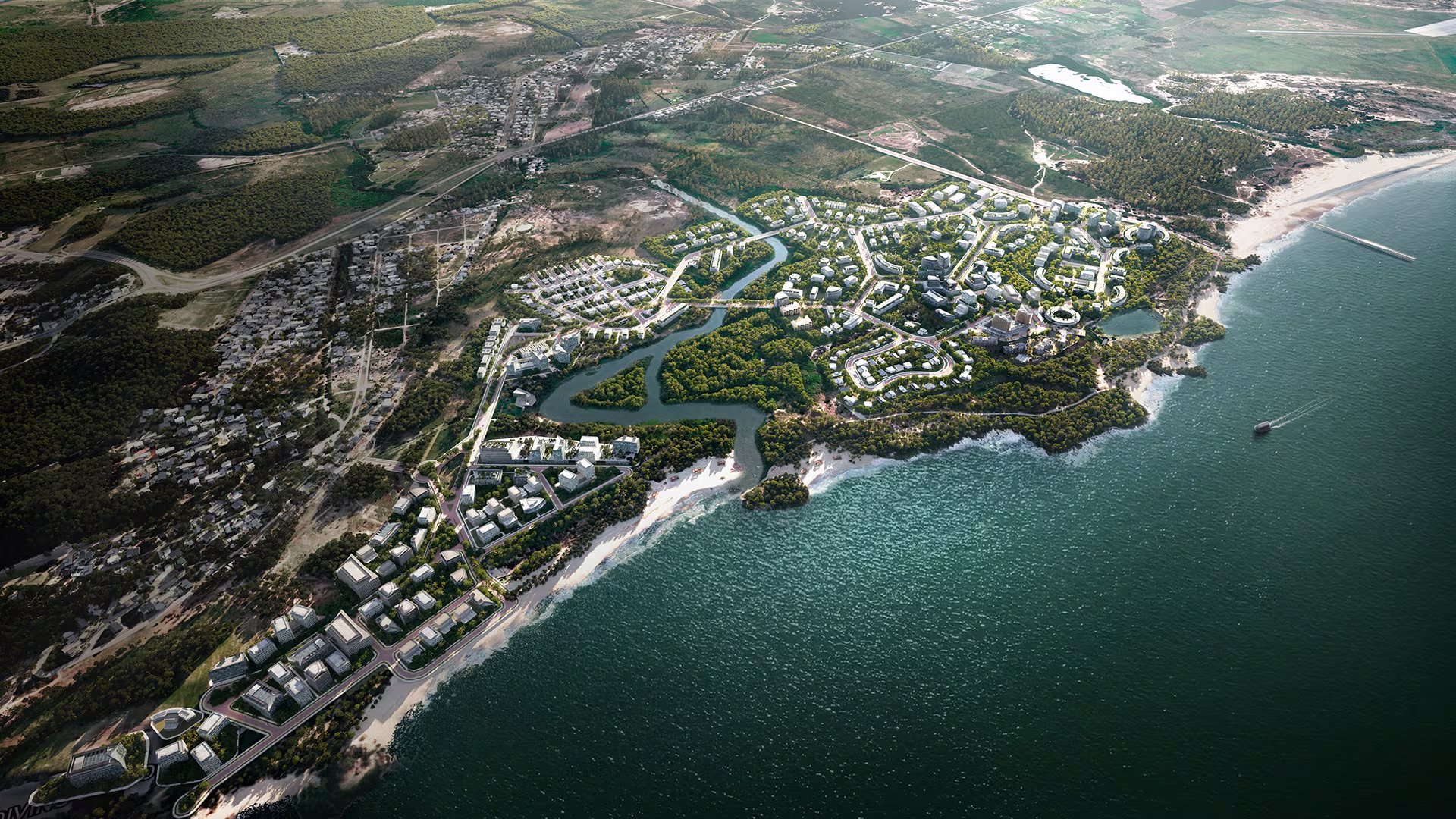 Vista aérea del render del proyecto de Bastitta