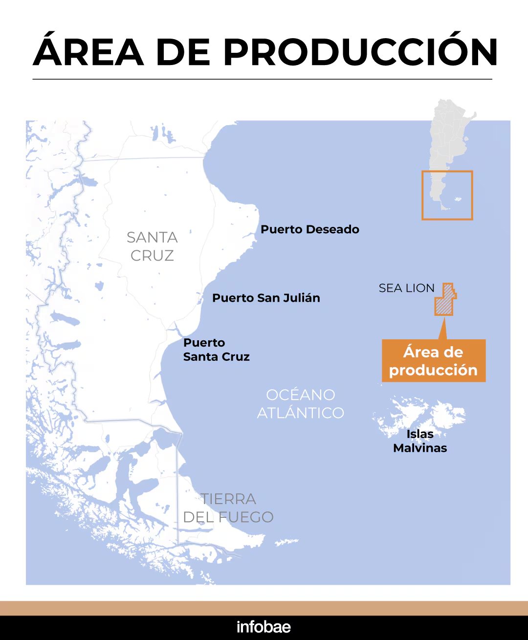 El área de producción delimitado por el proyecto Sea Lion
