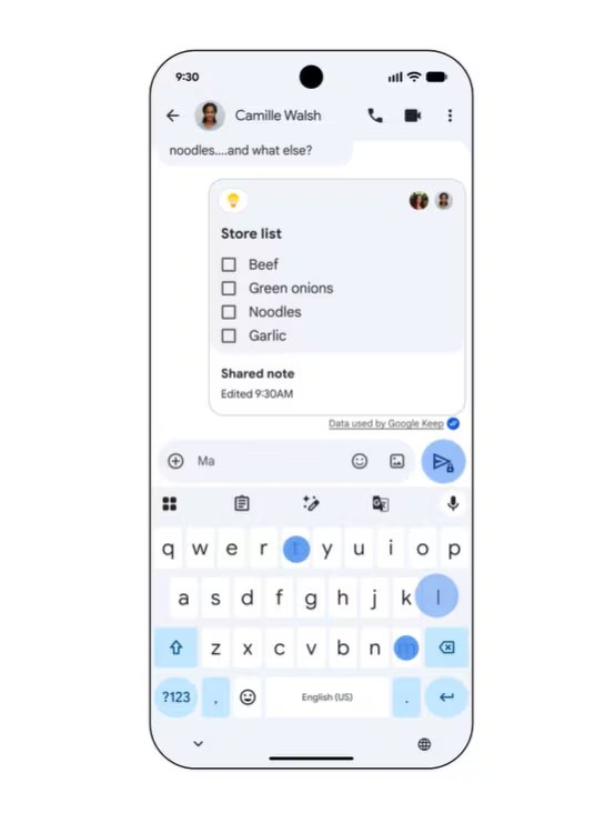 La adición de Keep en los mensjes de Google ayudar a compartir listas de una forma más dinámica. (Google)