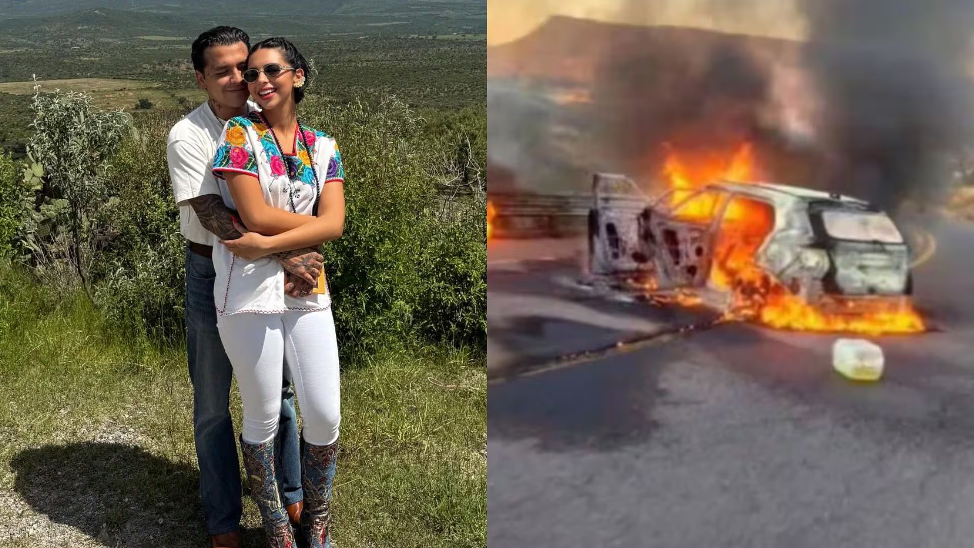 Ángela Aguilar y Christian Nodal quedaron en medio de un fuego cruzado durante un operativo policial en Zacatecas, confirmó el fiscal estatal, quien descartó que la pareja haya sido blanco directo de la agresión. (Redes sociales)