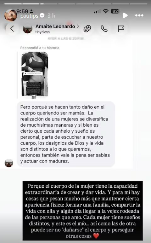 Una usuaria cuestionó los cambios físicos de Pautips y su deseo de convertirse en madre - crédito @pautips / Instagram