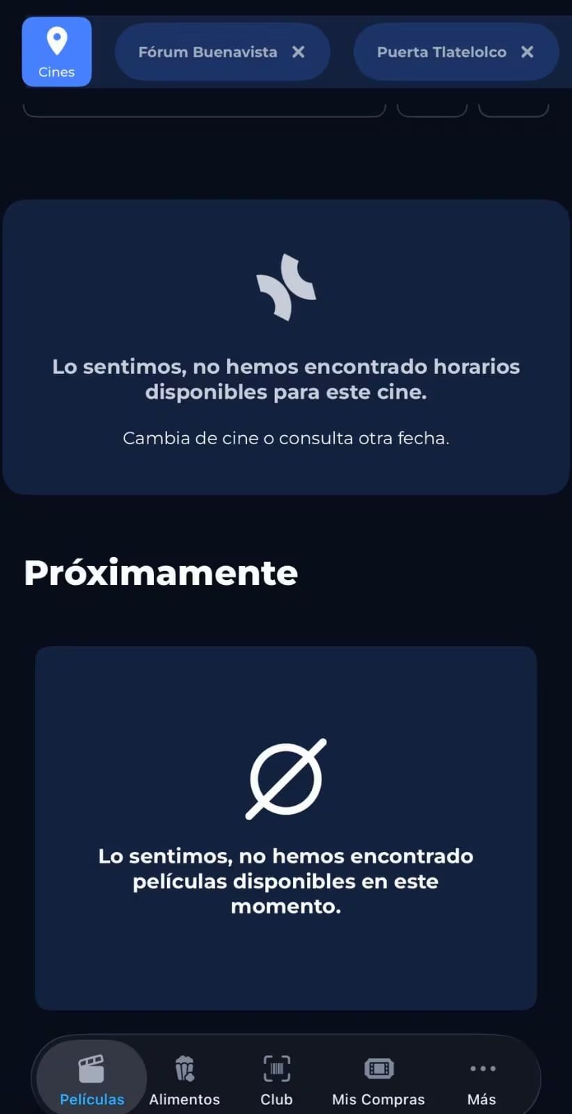 Cinépolis y Cinemex tuvieron fallas en la preventa. (Captura de pantalla)