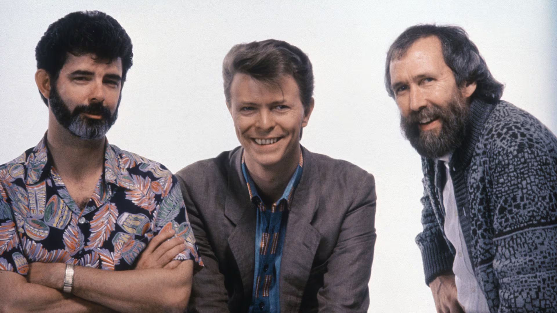 George Lucas, David Bowie y Jim Henson. Juntos en 1986 para hacer el filme Laberinto