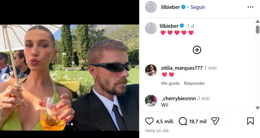 La pareja también compartió postales afectuosas de la boda en las redes sociales. (Instagram)