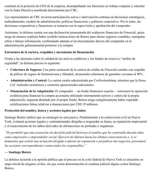 Botero anunció que estudia acciones legales y contrademandas frente a los señalamientos. - crédito Prensa Santiago Botero