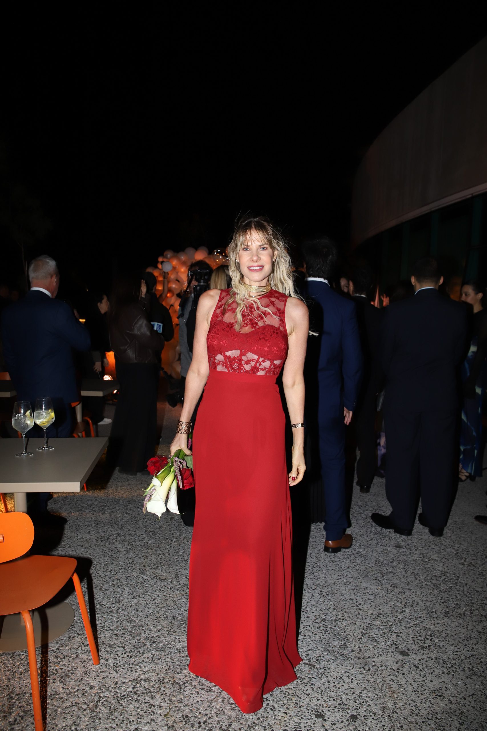 El look de Karen Reinhardt para la boda de Fabiana Araujo y Marcelo Dimini (Crédito: RSFOTOS)