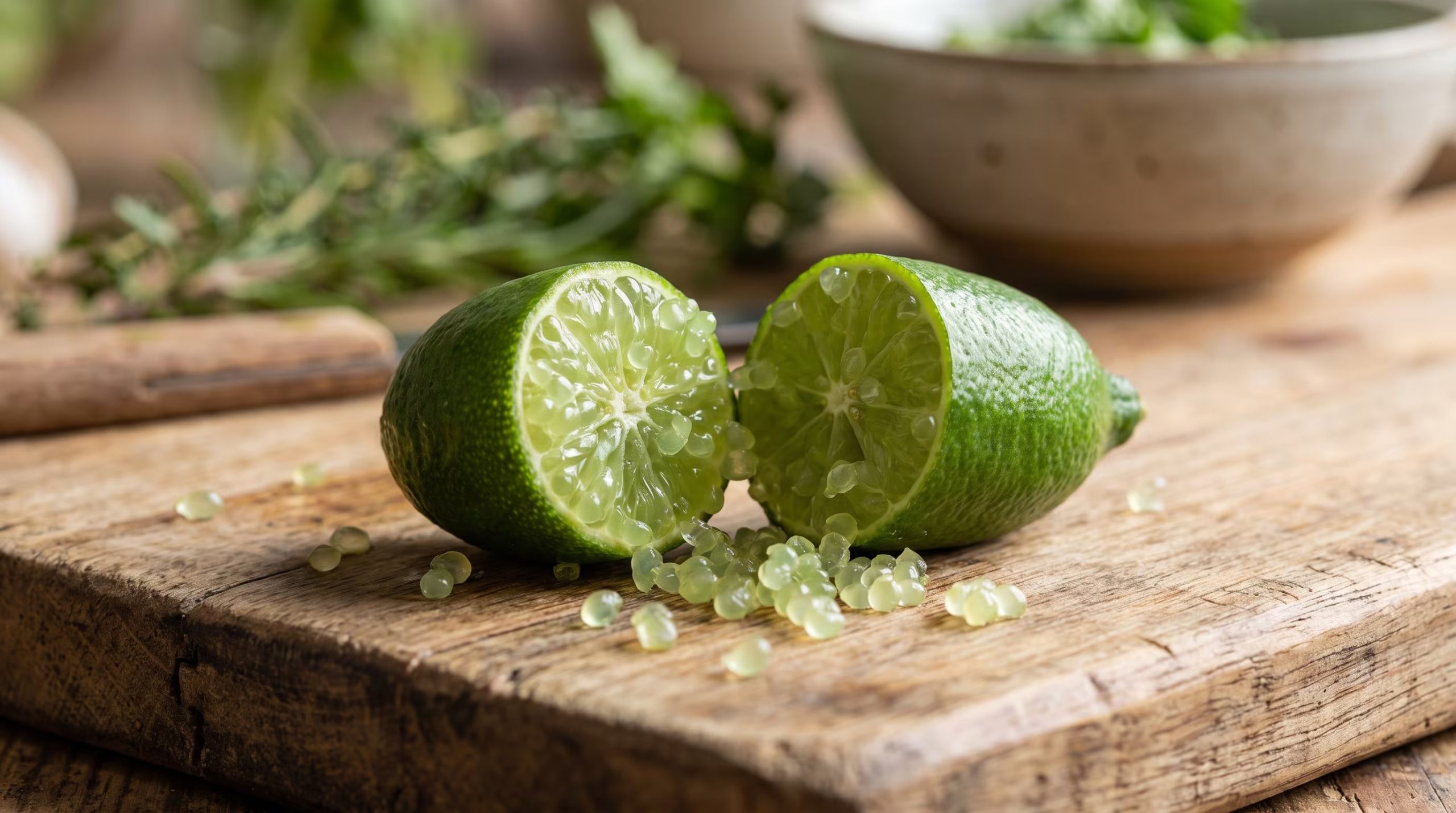 El finger lime tiene esferas en su interior que al morderlas explotan. (Imagen Ilustrativa Infobae)