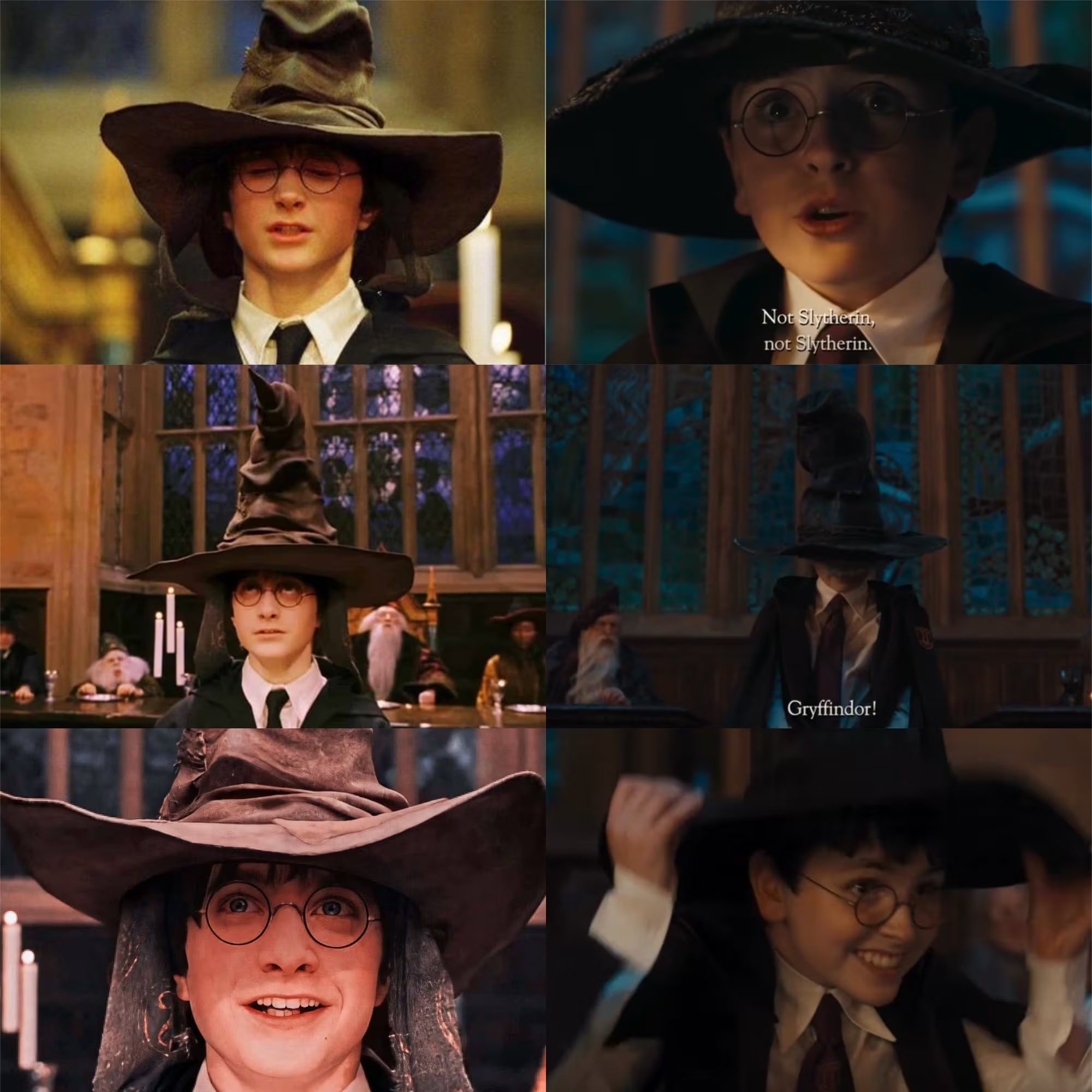 Comparación entre la película y la serie de Harry Potter: la escena del sombrero seleccionador (Redes sociales/HBO)