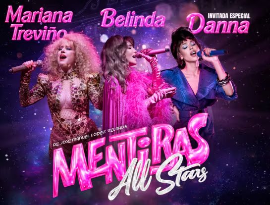 Tras la repercusión de su colaboración musical Dolce Vita, las intérpretes compartirán el escenario con la actriz Mariana Treviño. (IG: oficial_mentiras)