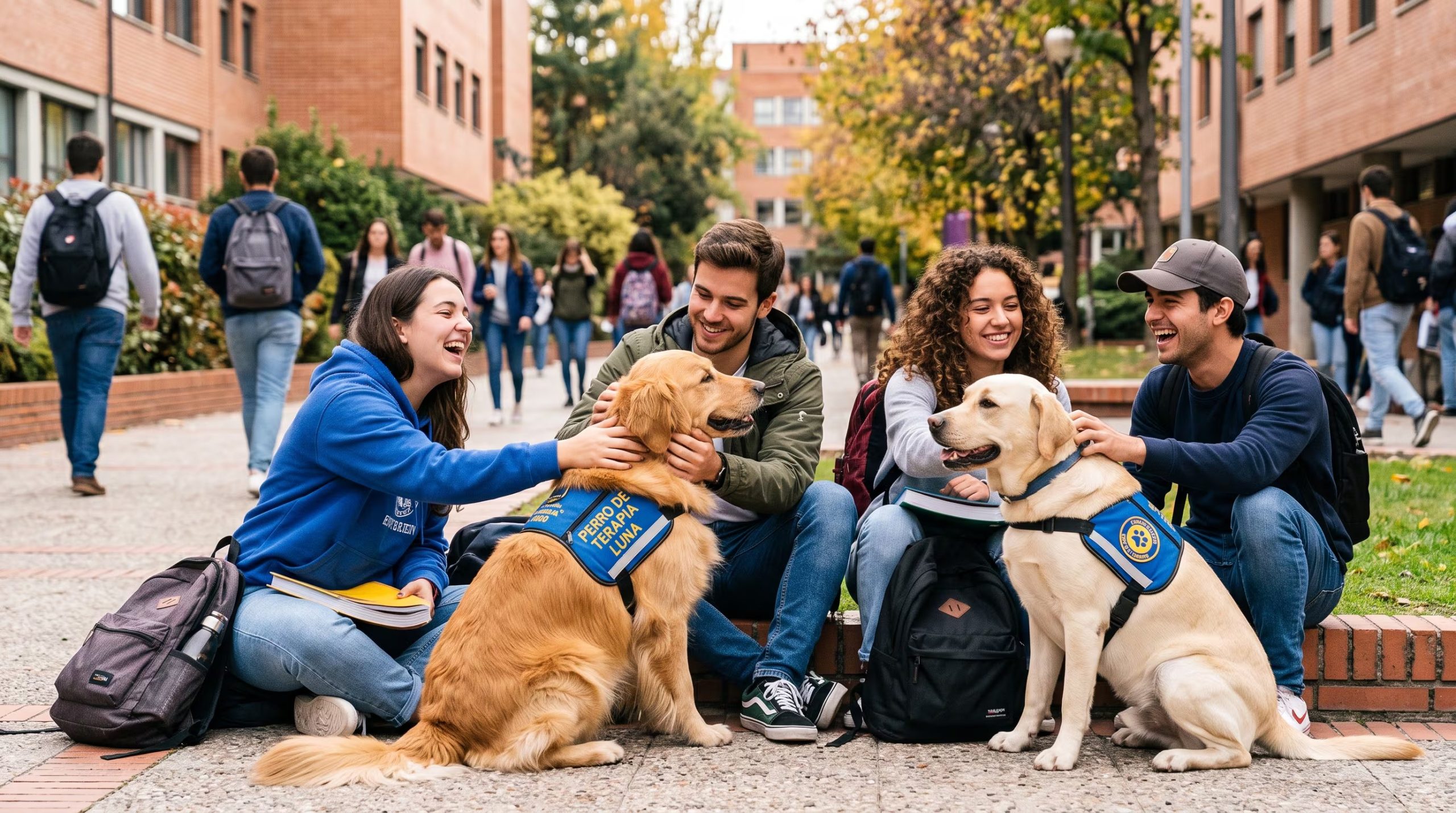 Un estudio publicado en el Journal of College Student Mental Health revela que los perros de terapia actúan como catalizadores sociales en los campus universitarios (Imagen Ilustrativa Infobae)