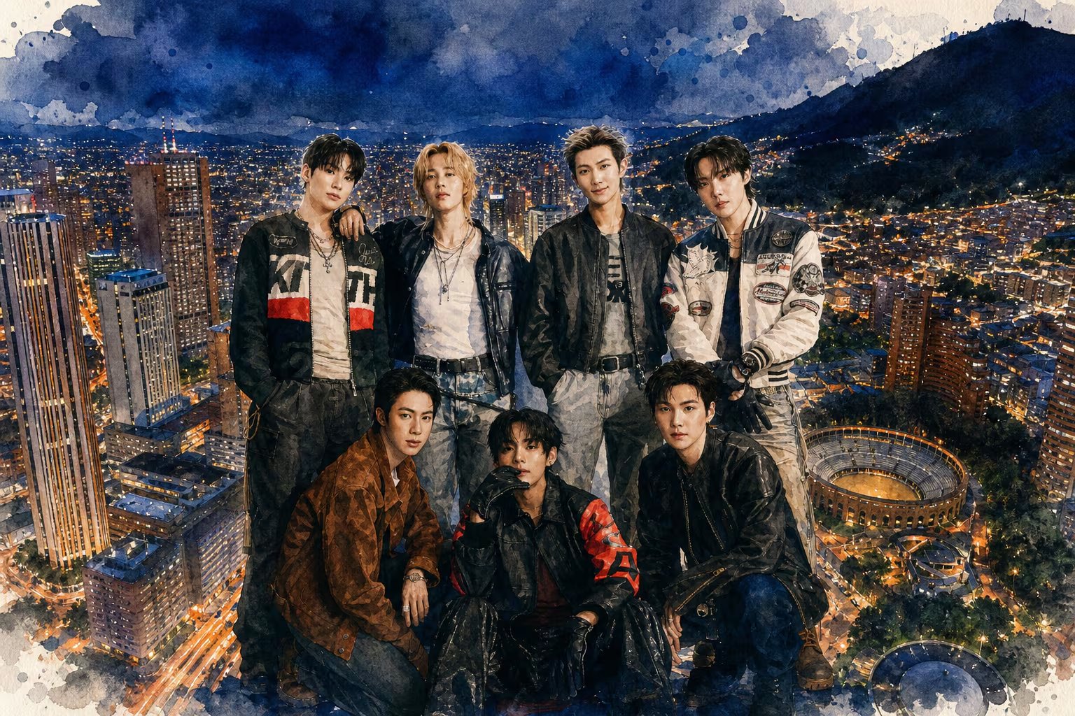 BTS llegará a Colombia con dos conciertos en El Campín y un reconocimiento de Bogotá - crédito visualesIA Infobae