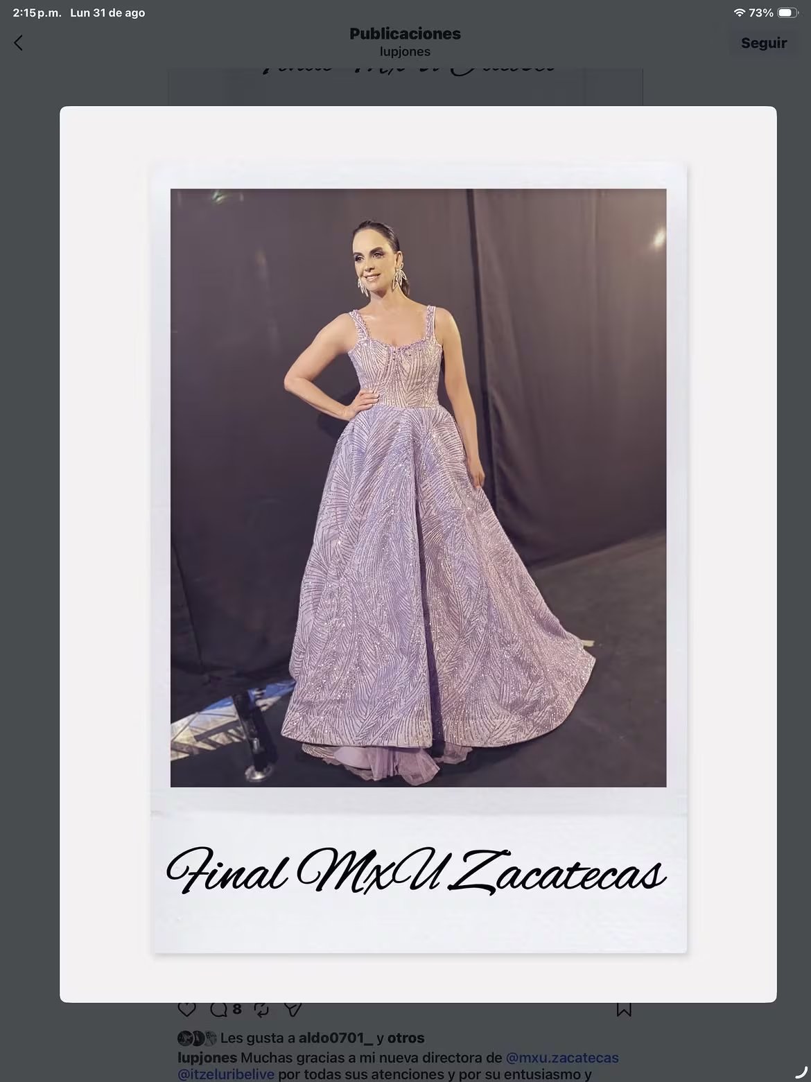 Vestido de Felipe Alvarado. (Instagram: Felipe Alvarado)