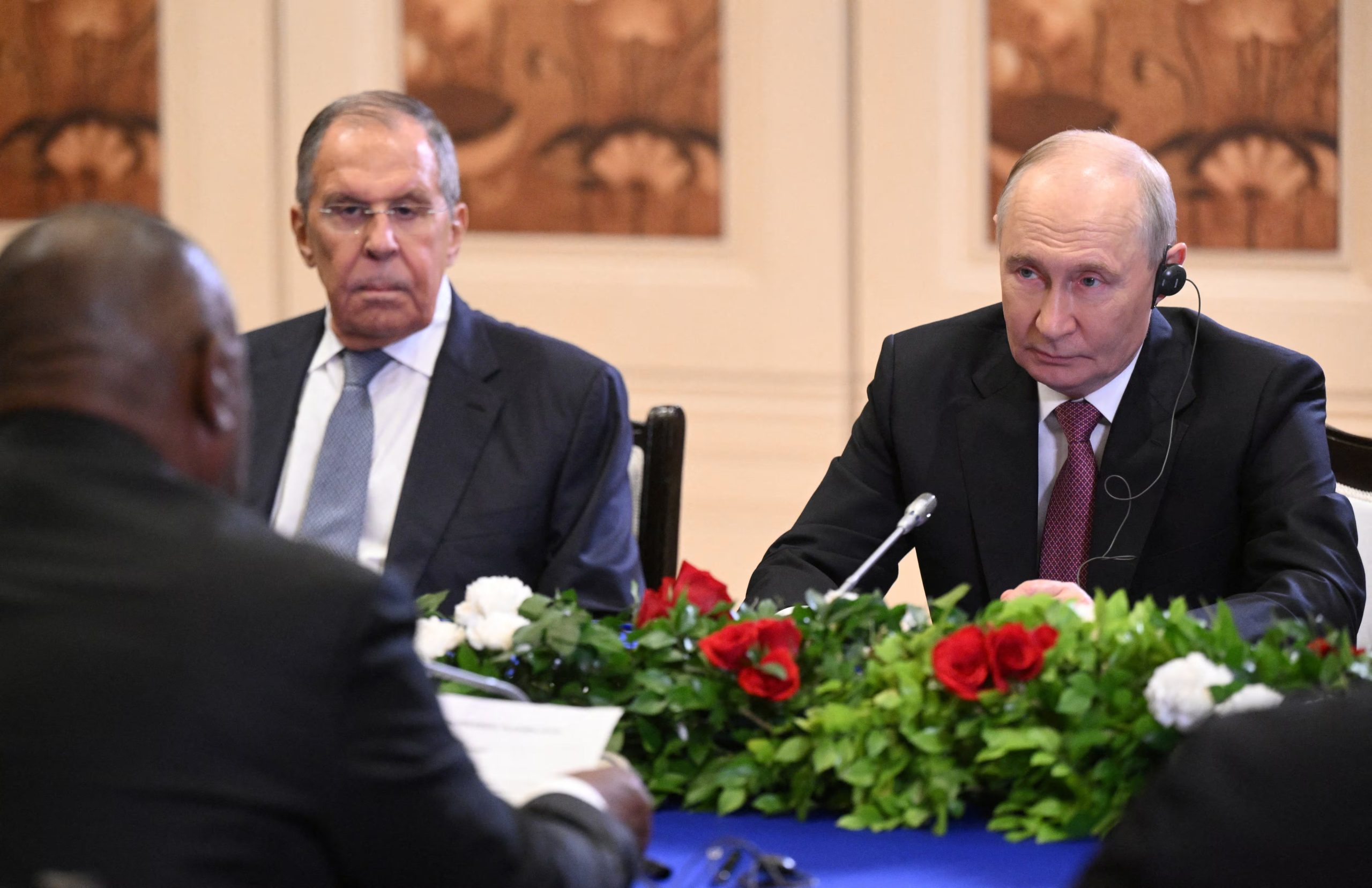 Russia's President Vladimir Putin and Foreign Minister Sergei Lavrov attend a meeting with South Africa's President Cyril Ramaphosa on the sidelines of the BRICS summit in New Delhi, India, September 11, 2026. Sputnik/Kristina Solovyova/Pool via REUTERS ATTENTION EDITORS - THIS IMAGE WAS PROVIDED BY A THIRD PARTY.