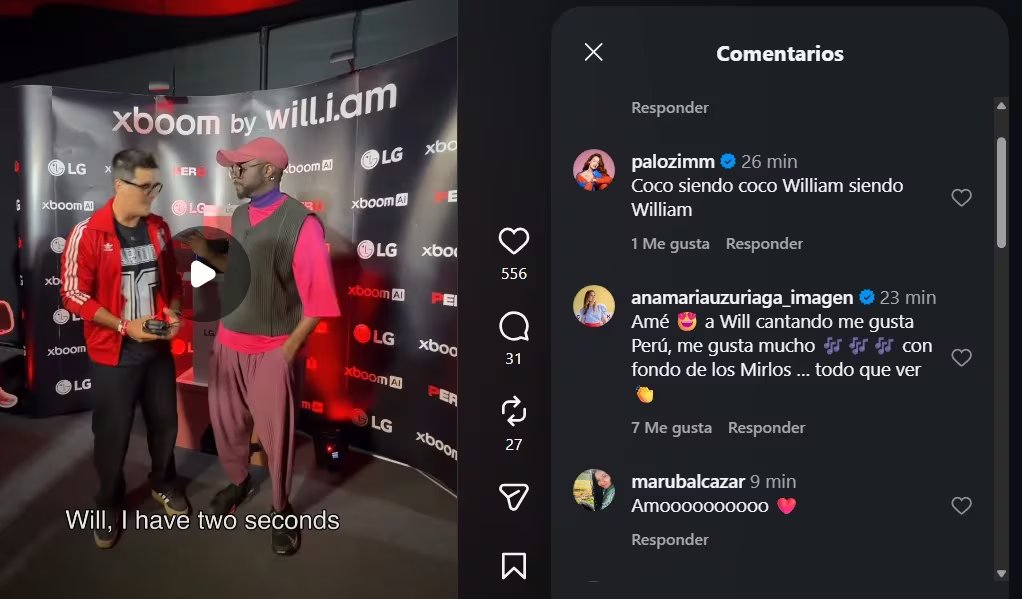 will.i.am queda sorprendido al escuchar a Los Mirlos: “Es de 1970 o algo así”. Captura: Instagram Coco Maggio.