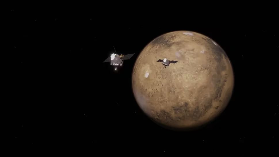 El equinoccio del hemisferio norte marca el Año Nuevo marciano, mientras el sur entra en otoño y ambos hemisferios reciben luz similar
(NASA’s Goddard Space Flight Center)