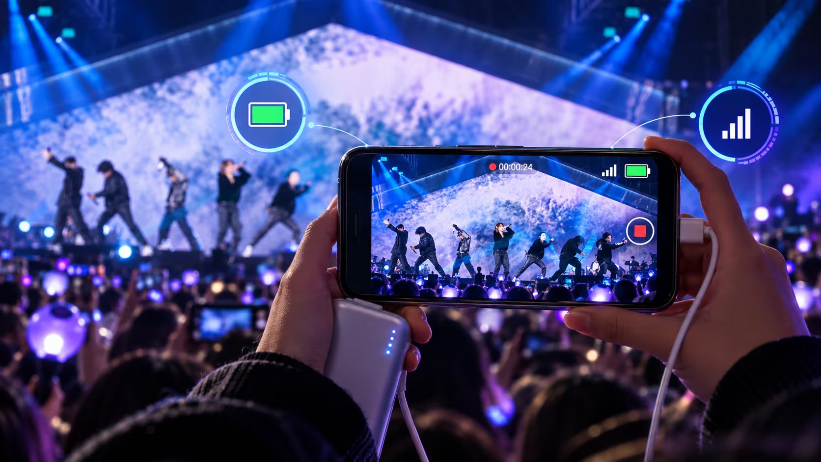 Miles de ARMY usarán sus celulares para registrar el paso de BTS por Lima, pero varias horas de espera y grabación pueden poner a prueba la batería, los datos móviles y el almacenamiento del equipo. (Imagen Ilustrativa Infobae)
